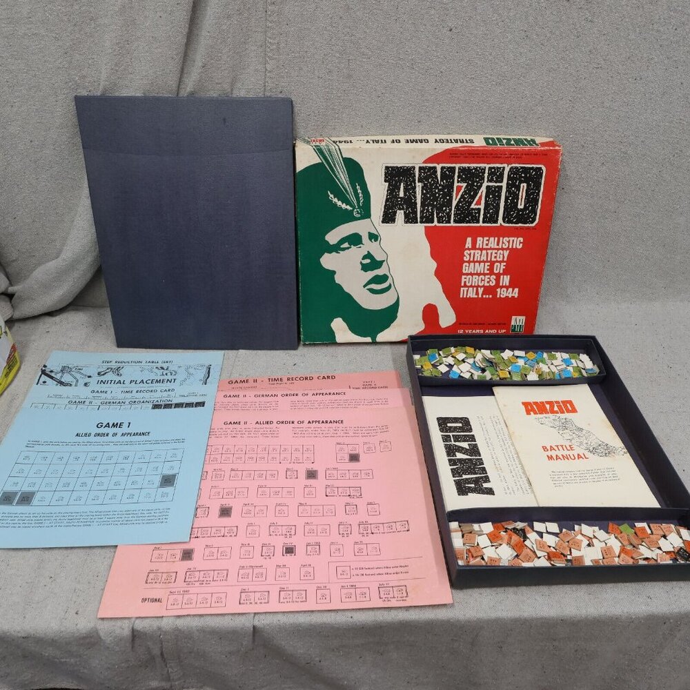 1969 Anzio by Avalon Hill Strategy Game of Italy  in 1944 Complete Board Game